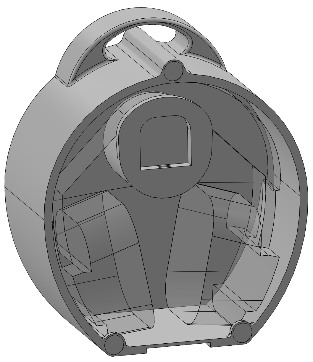 CAD view of the custom headphone case