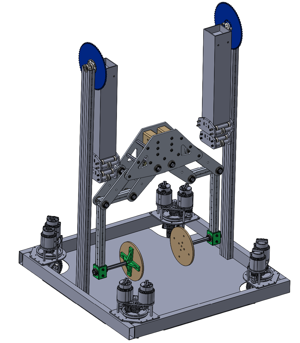 Assembly showing the scale of the second generation claw relative to the robot