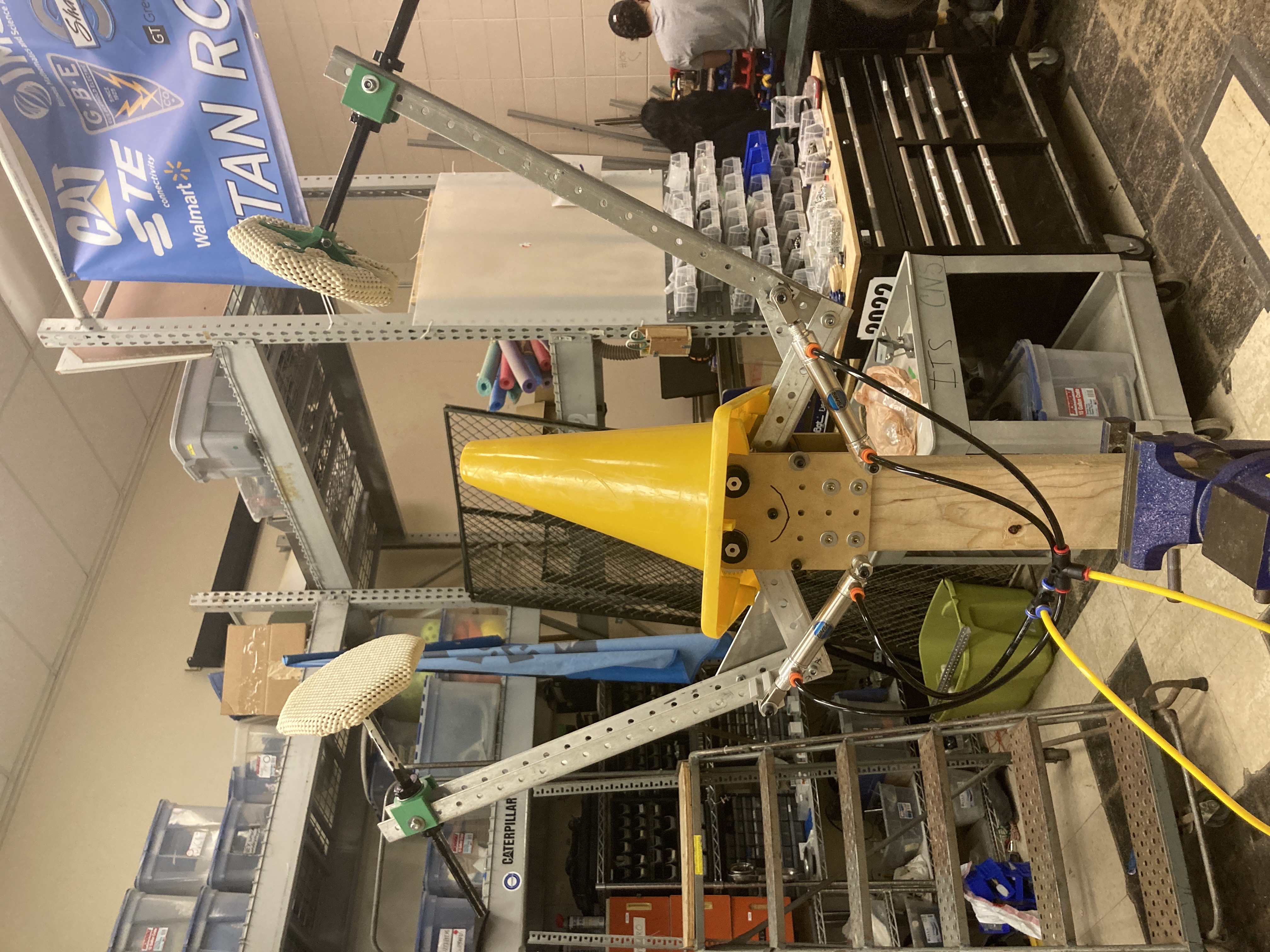 Built first gravity claw prototype with a cone on top and a face drawn on it
