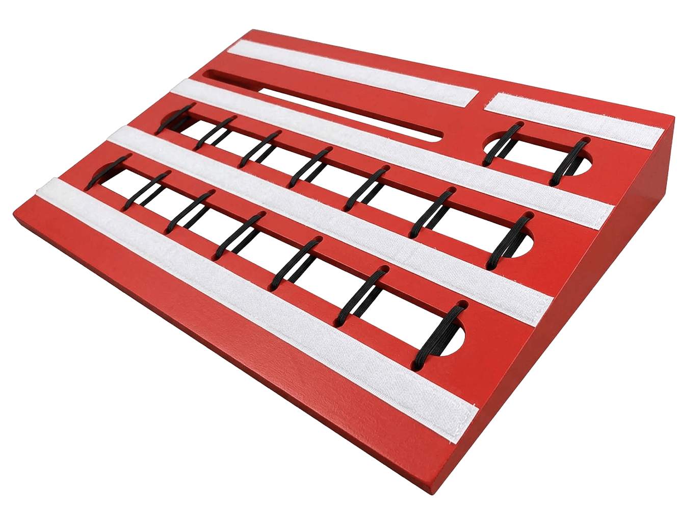Corner view of the empty custom pedalboard