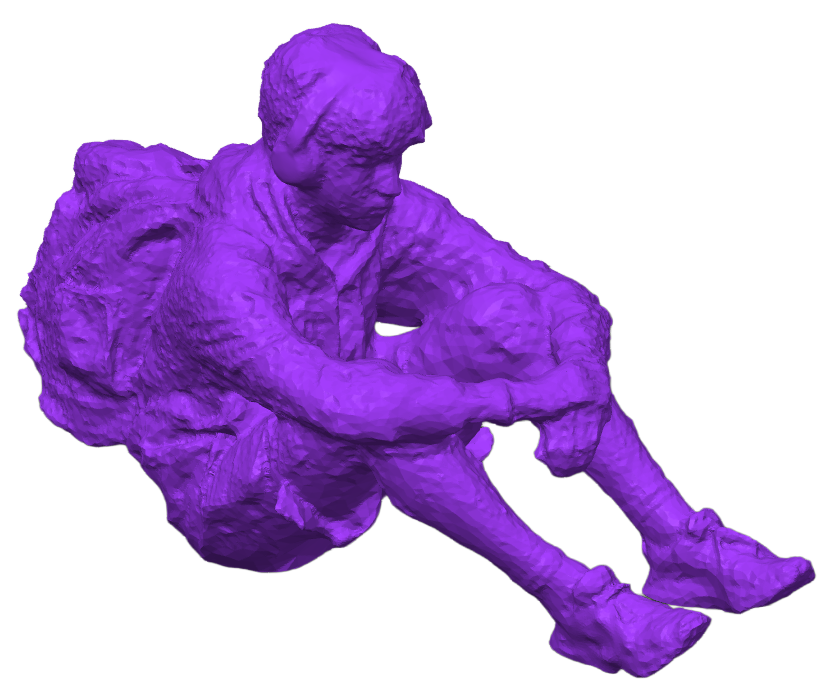 Meshmixer model of a seated friend with headphones and backpack